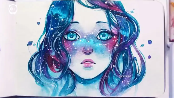 [Bintang] Lukisan Cat Air Ini Ciptakan Wajah Cewek Berbinar Penuh Bintang