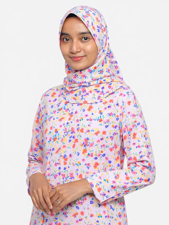 Model Gamis Motif Bunga Kecil