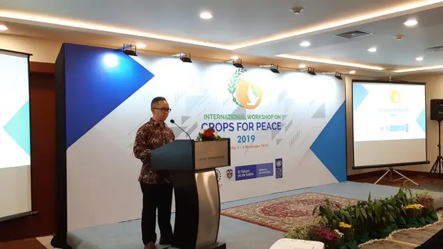 Wamenlu RI Mahendra Siregar, membuka International Workshop on Crops for Peace di Jakarta, Selasa (5/11/2019) (Rizki Akbar Hasan / Liputan6.com)