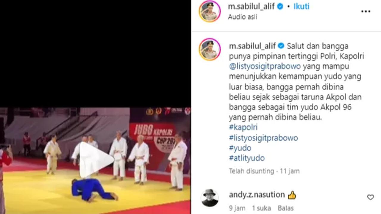 Bahkan dalam video berdurasi pendek itu terlihat Kapolri membanting lawannya beberapa kali dengan teknik yang dikuasainnya.