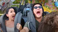Momen kocak saat Lucinta Luna dan Boy William naik Roller Coaster di Thailand. (YouTube BW)