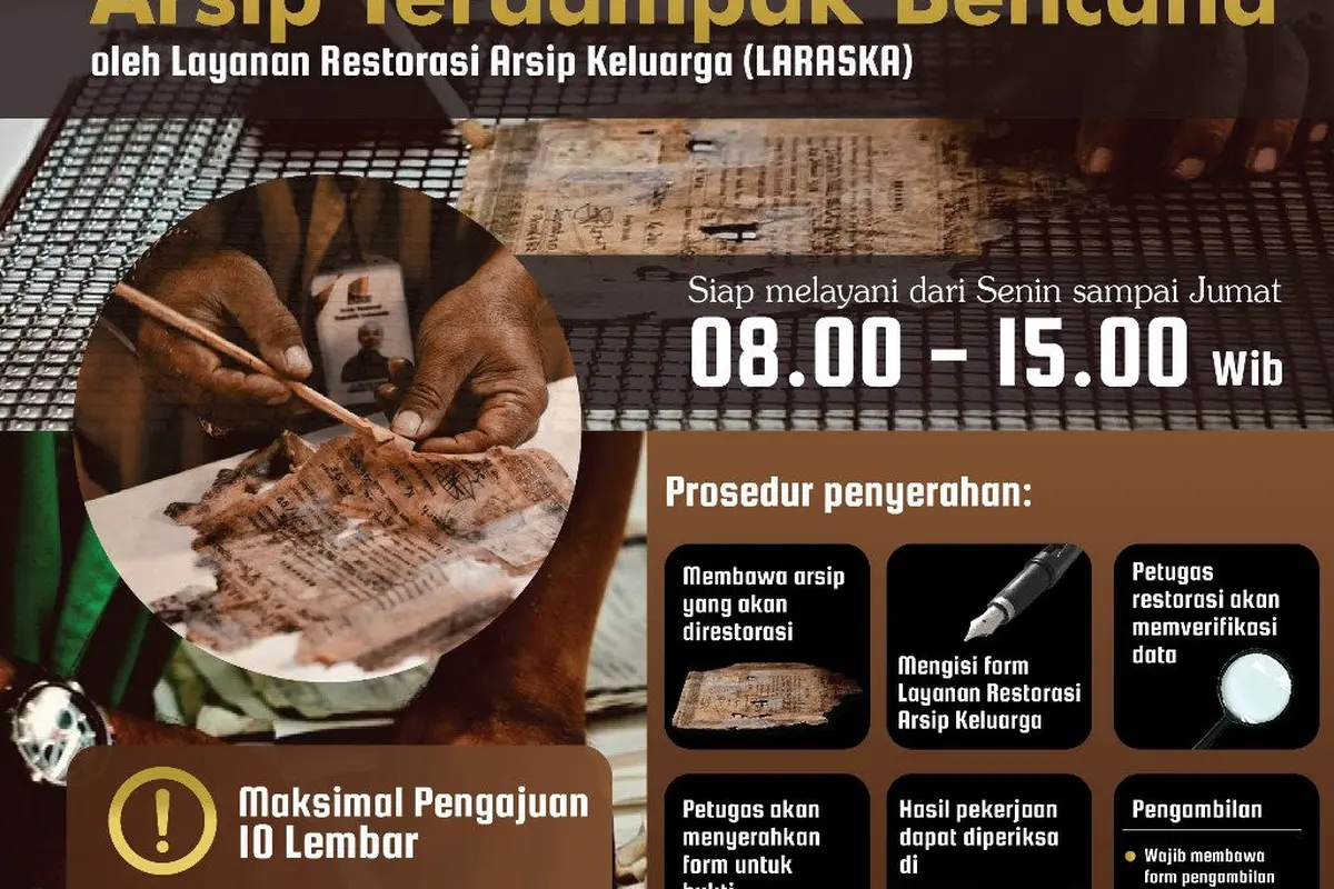ANRI menyediakan layanan restorasi dokumen terkena banjir. Twitter @ArsipNasionalRI
