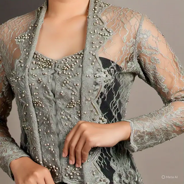 Model Kebaya Brokat Modern Terbaru dengan Selendang