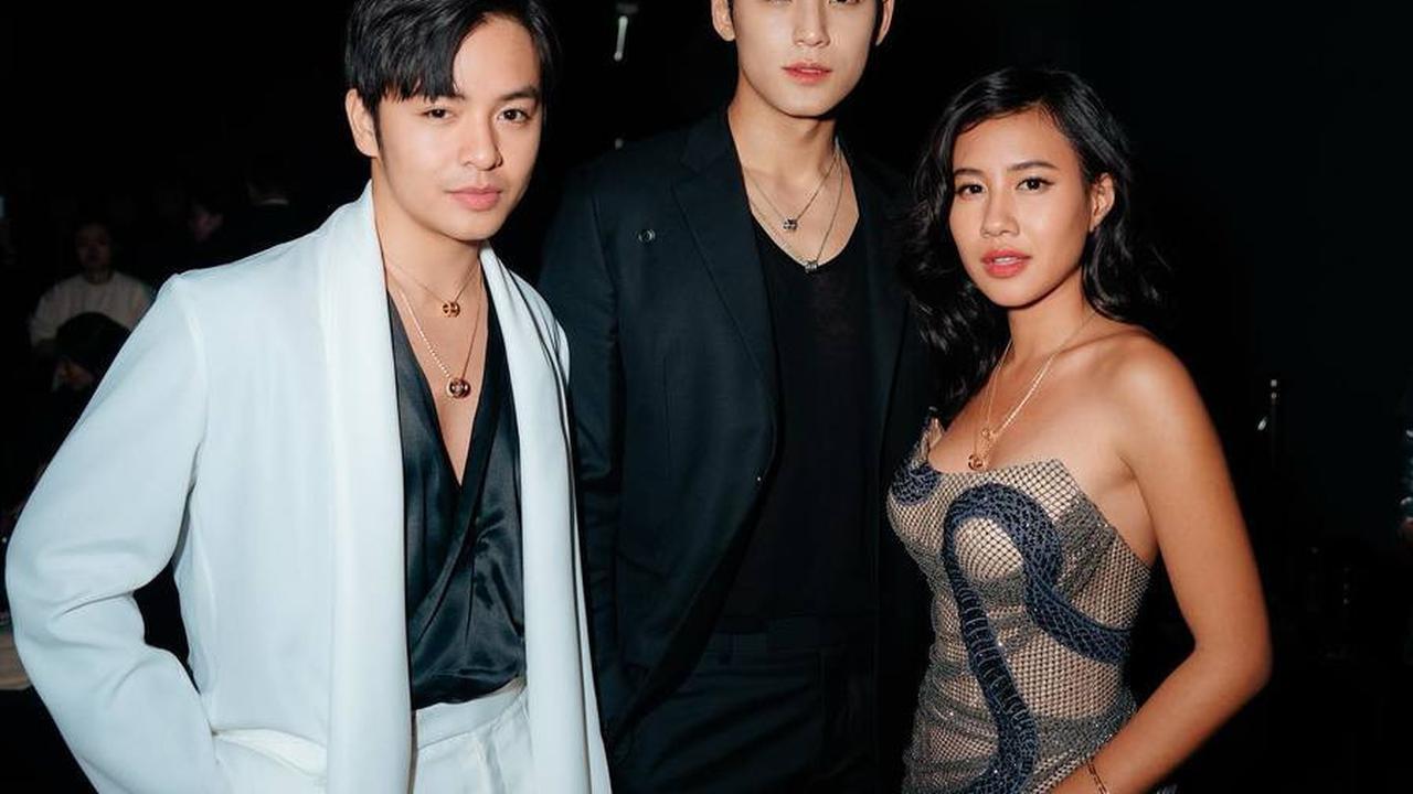 Foto-foto kebersamaan Mingyu, Angga Yunanda, dan Shenina Cinnamon di Bulgari Global Event viral di media sosial.