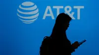 Logo perusahaan AT&T yang diretas. (AFP)