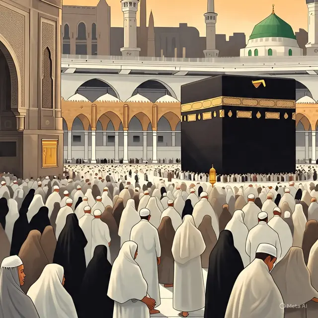 Ilustrasi Jemaah Haji (Created by Meta AI)