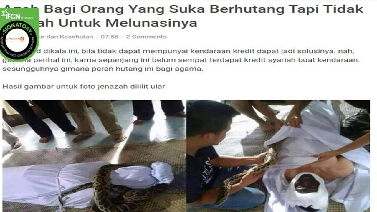 Gambar Tangkapan Layar Tentang Berita Jenazah Terlilit Ular