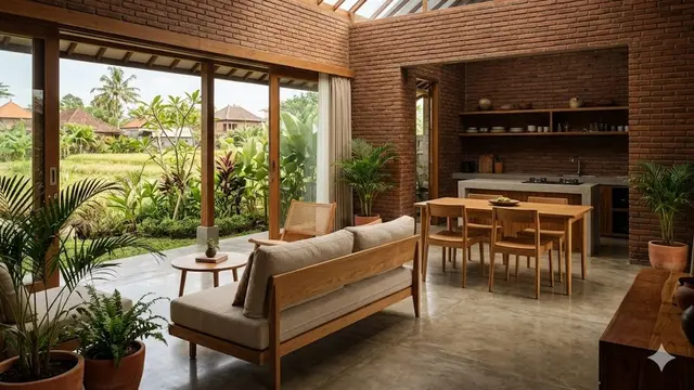 Rumah Bata Ekspos dengan Konsep Open Space