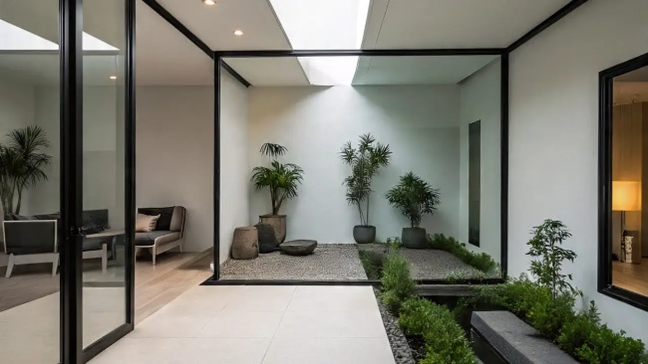 Desain Teras Terintegrasi dengan Taman Indoor Minimalis 2025 (Sumber: Meta AI)
