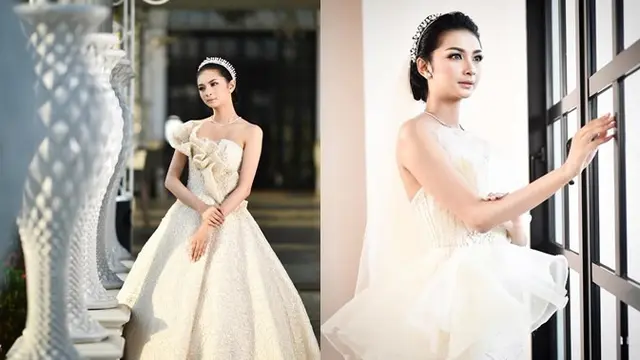 Bella terlihat semakin cantik dan anggun saat menggunakan gaun berwarna putih