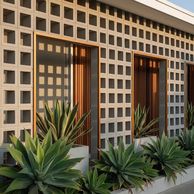 Inspirasi Roster Beton dengan Agave (AI Generated)