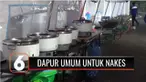 Meningkatnya kasus Covid-19, membuat Kementerian Sosial menambah produksi makanan di dapur umum di Taman Makam Pahlawan Kalibata, Jakarta Selatan. Sebanyak 20 makanan disiapkan bagi para tenaga kesehatan yang menangani Covid-19 dan masyarakat yang me...