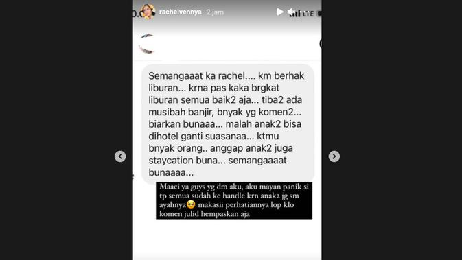 Rachel Vennya Panik Anak-Anaknya Kebanjiran bareng Niko Al Hakim. (instagram.com/rachelvennya)