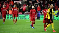 Liverpool menelan kekalahan 0-3 dari Watford pada laga pekan ke-28 Premier League, Vicarage Road, Sabtu (29/2/2020). (AFP/Justin Tallis)