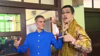 Pertemuan Justin Bieber dan Piko Taro di lokasi shooting iklan komersial Jepang. (Foto : rocketnews24.com)