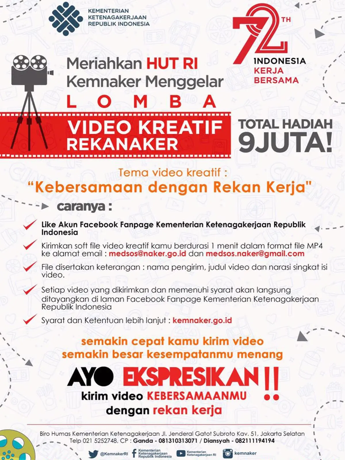 Lomba video kreatif bertajuk "Kebersamaan dengan Rekan Kerja"