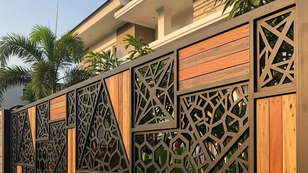 Ide Pagar Besi Kombinasi Kayu Daur Ulang