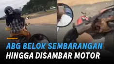 Sebuah motor yang melaju cukup kencang menyenggol kedua ABG hingga jatuh.