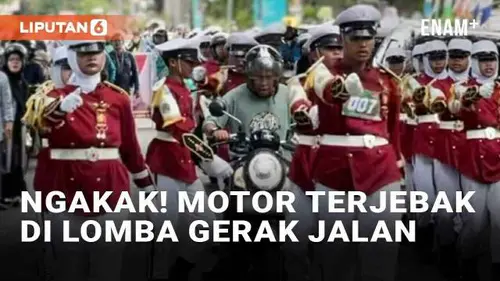 VIDEO: Ngakak! Motor Nekat Terobos Peserta Lomba Gerak Jalan di Sulsel, Endingnya Bikin Malu