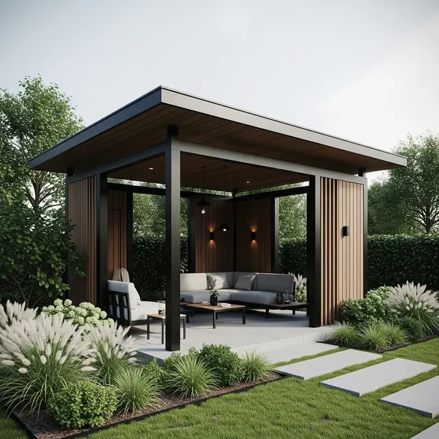 Gazebo Minimalis Modern untuk Taman Rumah (Gemini AI)