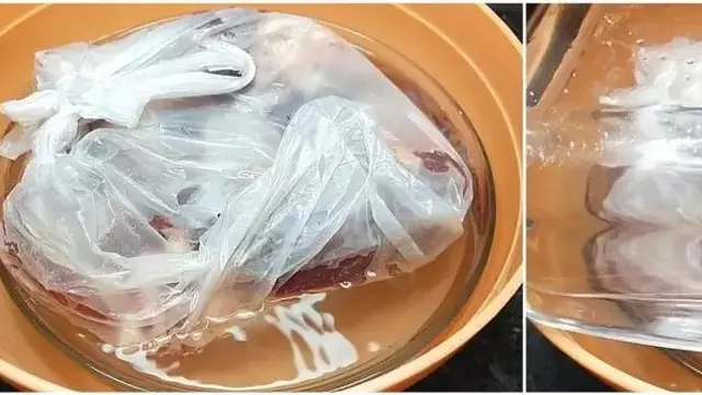 Ilustrasi Proses Mencairkan Daging Beku