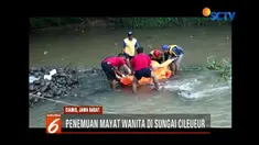 Warga Janggala, Ciamis, Jawa Barat, digegerkan dengan penemuan jasad wanita yang tersangkut bebatuan di Sungai Cileueur. Saat ditemukan korban menggunakan kaos putih dan celana hitam.