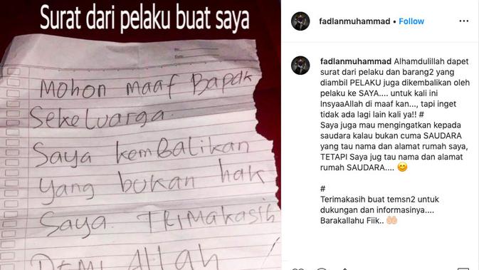 Unggahan Fadlan Muhamad. (instagram.com/fadlanmuhammad)