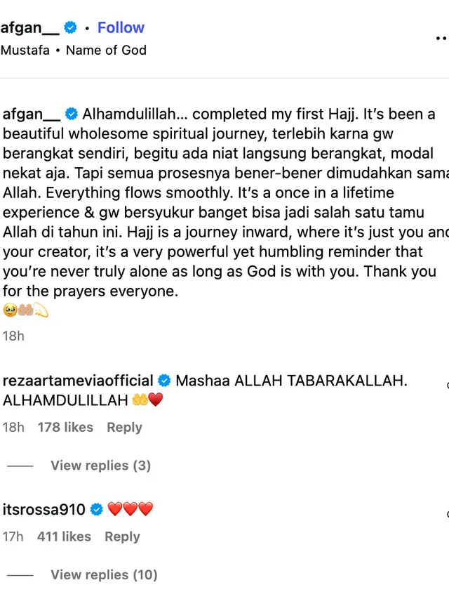 Unggahan Afgan. (Foto: Dok. Instagram @afgan__)