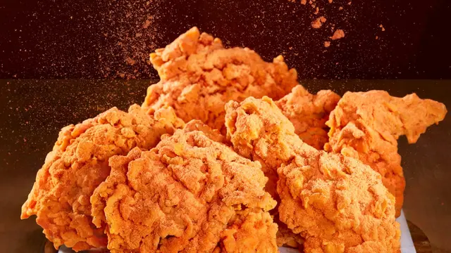 Ayam Goreng Crispy Pedas Disajikan di Restoran Burger Premium