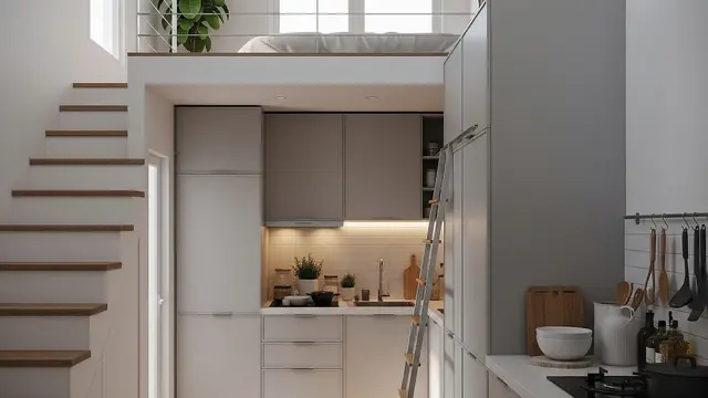 Dapur Vertikal dengan Penyimpanan Maksimal