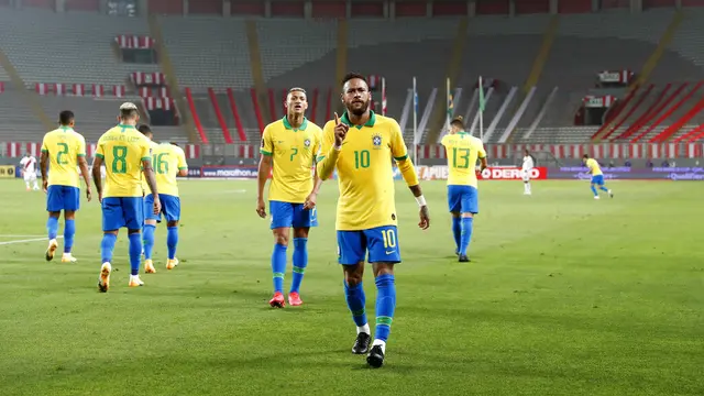 FOTO: Neymar Hattrick, Brasil Lumat Peru di Kualifikasi Piala Dunia 2022