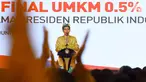 Presiden Joko Widodo (Jokowi) memberikan sambutan pada sosialisasi pajak penghasilan (PPh) final UMKM di Sanur, Bali, Sabtu (23/6). Jokowi mensosialisasikan aturan baru tarif PPh Final yang turun menjadi 0,5 persen. (Liputan6.com/Pool/Biro Pers Setpres)