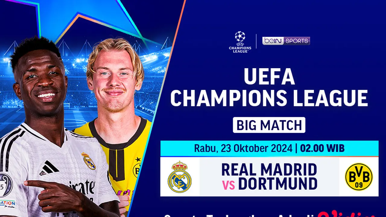 Jadwal Big Match Liga Champion 2024/25 Real Madrid vs Dortmund di Vidio