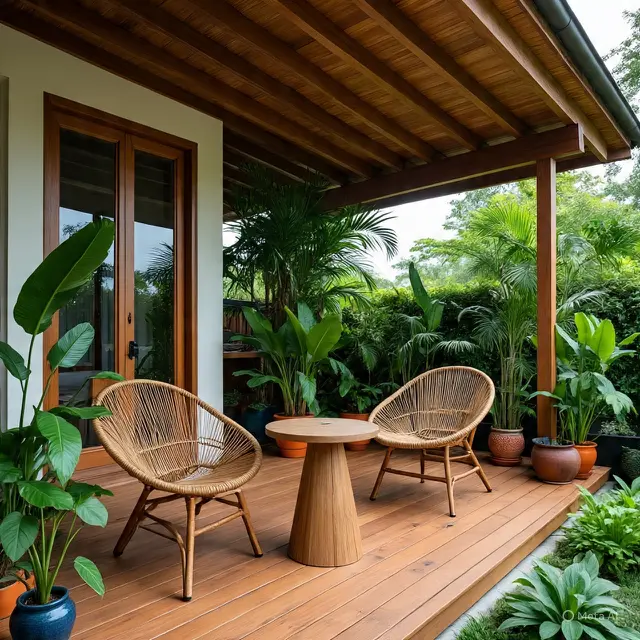 Teras Rumah Ala Tropical di Belakang Rumah yang Lagi Tren 2025