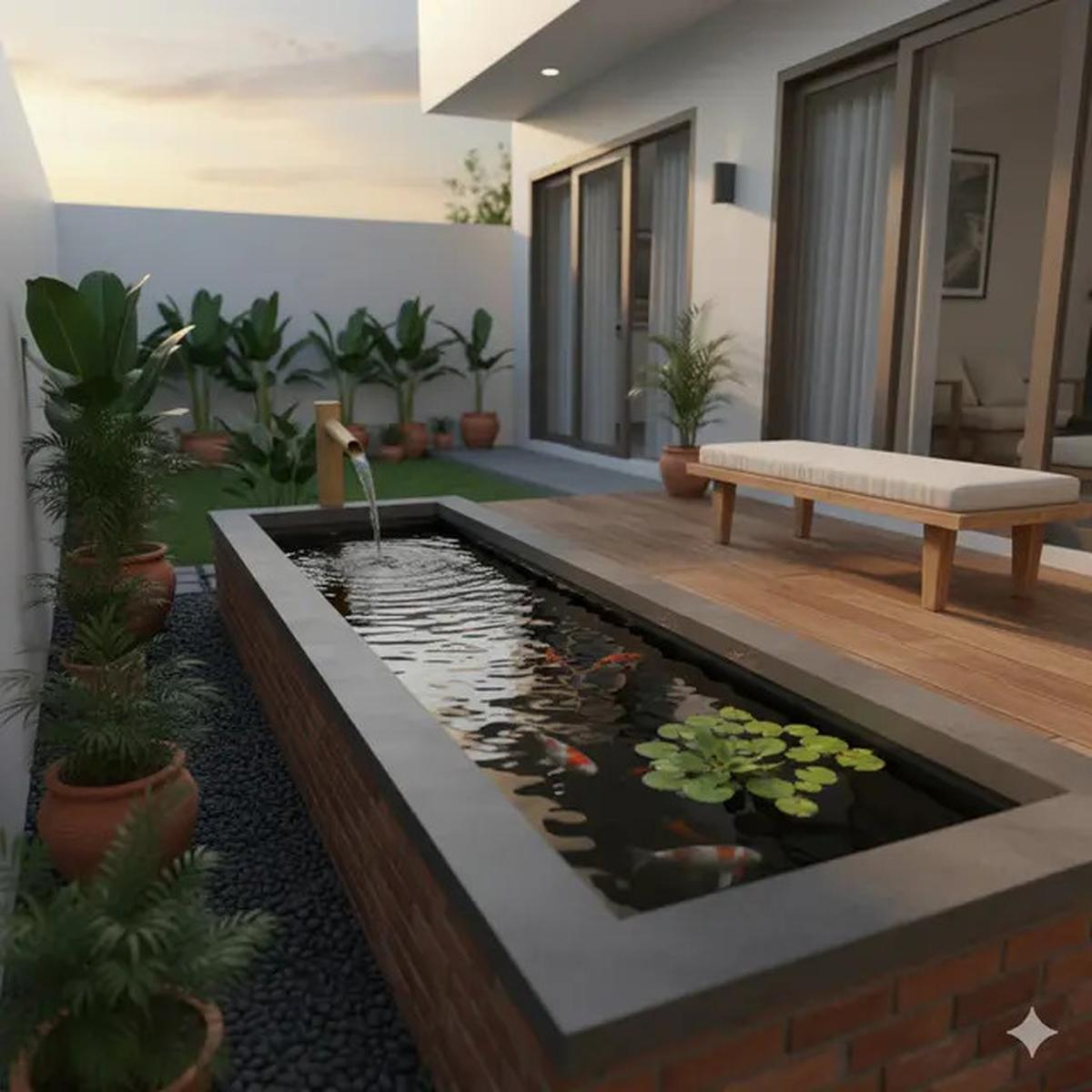 7 Desain Kolam Ikan Batu Bata Kecil yang Cocok untuk Halaman Sempit, Tetap Estetik dan Bikin Suasana Adem