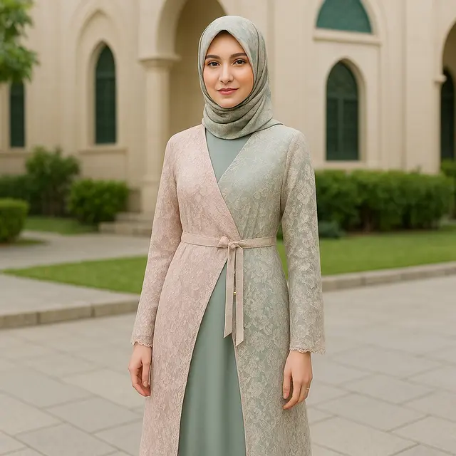 Gamis Outer Brokat agar Penampilan Makin Anggun dan Elegan
