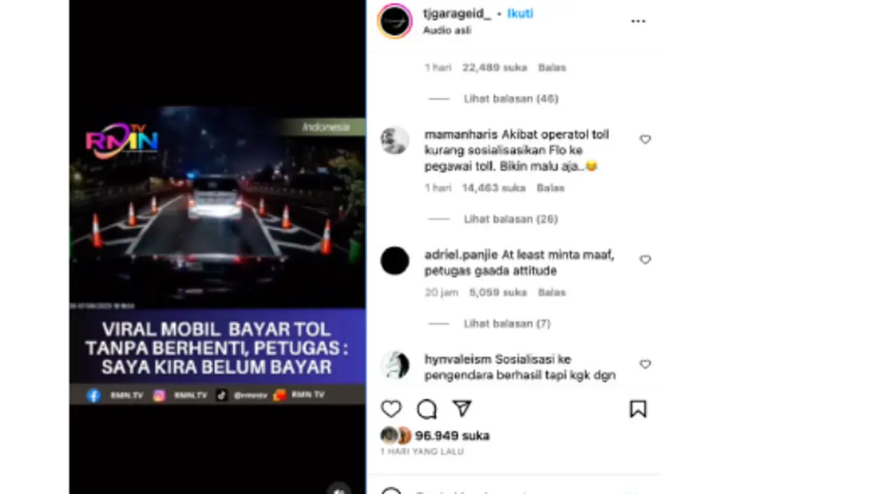Pengemudi tol diteriaki petugas dikira belum bayar