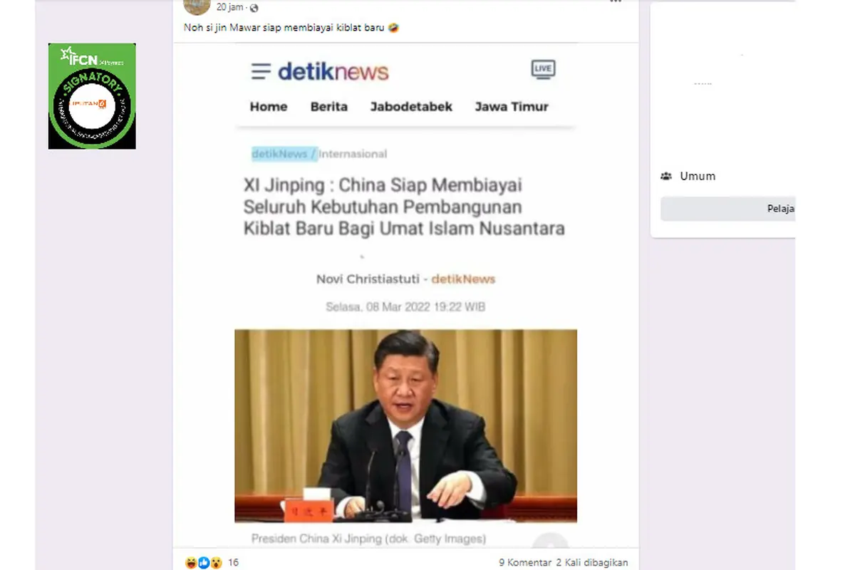 Cek Fakta Liputan6.com menelusuri pernyataan Presiden China XI Jinping