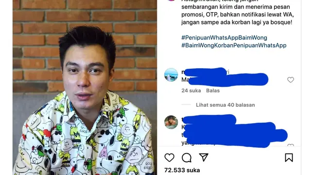 Unggahan Baim Wong. (Foto: Dok. Instagram @baimwong)