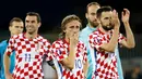 Ekspresi pemain Kroasia usai dikalahkan Portugal 2-1 di babak 16 besar piala Eropa 2016 di  Stade Bollaert, Lens , Prancis, (26/6). (REUTERS / Gonzalo Fuentes)