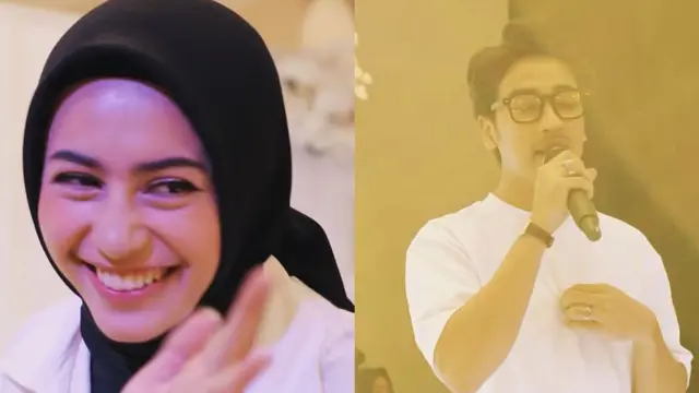 Potret Sintya Marisca dan Abidzar Al Ghifari saat berduet membawakan lagu 'Inikah Cinta' pada acara peluncuran brand parfum Umi Pipik (Instagram/@sintyamarisca)
