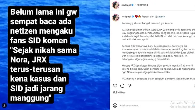 Jerinx SID - Nora Alexandra (Foto: Instagram/@ncdpapl)