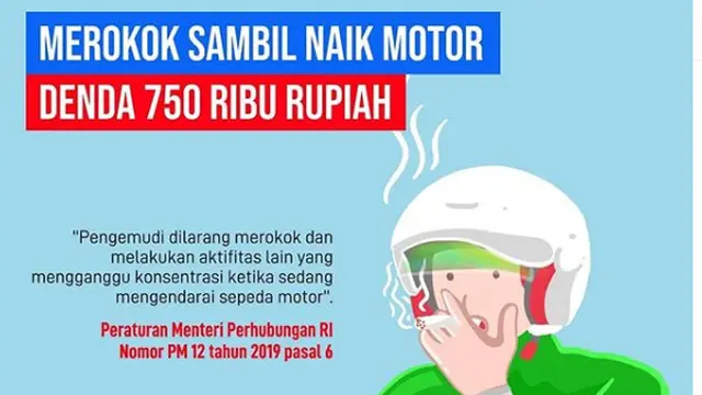 Merokok Sambil Naik Motor, Siap-siap Didenda Rp750 Ribu