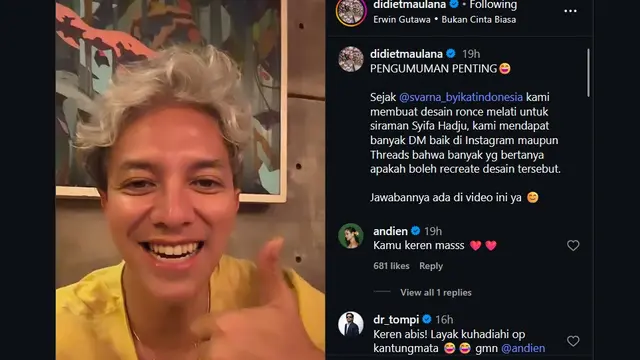 Didiet Maulana Izinkan Desain Ronce Melati Syifa Hadju Diduplikasi