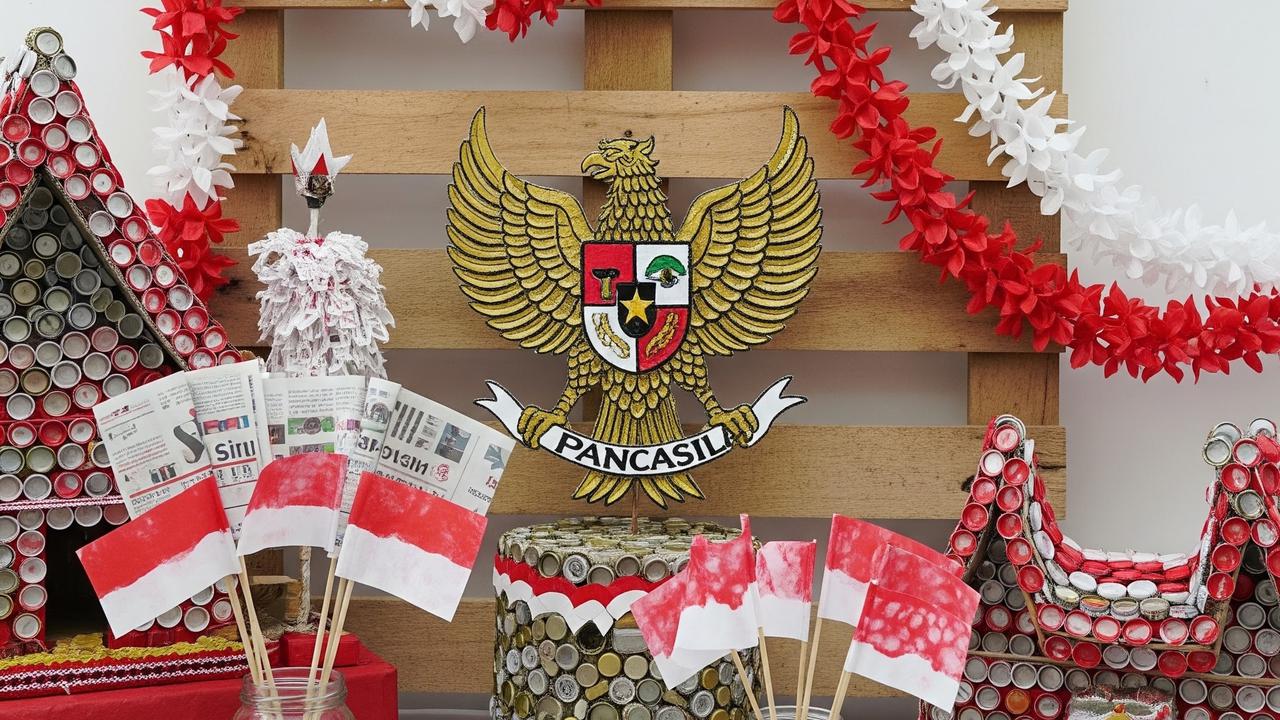 Manfaatkan Barang Bekas sebagai Dekorasi Bertema Merah Putih (AI generated)