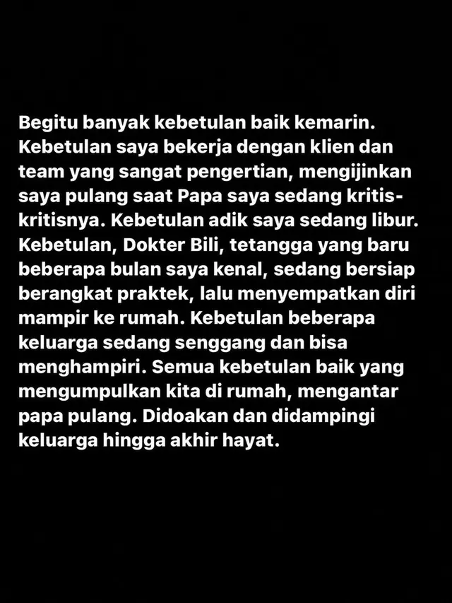 Kunto Aji Ungkap Banyak Kemudahan Saat Sang Ayah Meninggal Dunia: Ini Bukan Kebetulan, Ini Adalah Amalan Beliau. (instagram.com/kuntoajiw)