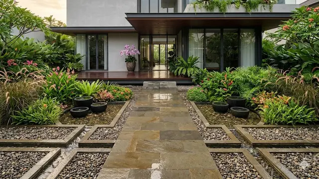 Taman Hujan Kembar di Sepanjang Jalur Masuk Rumah
