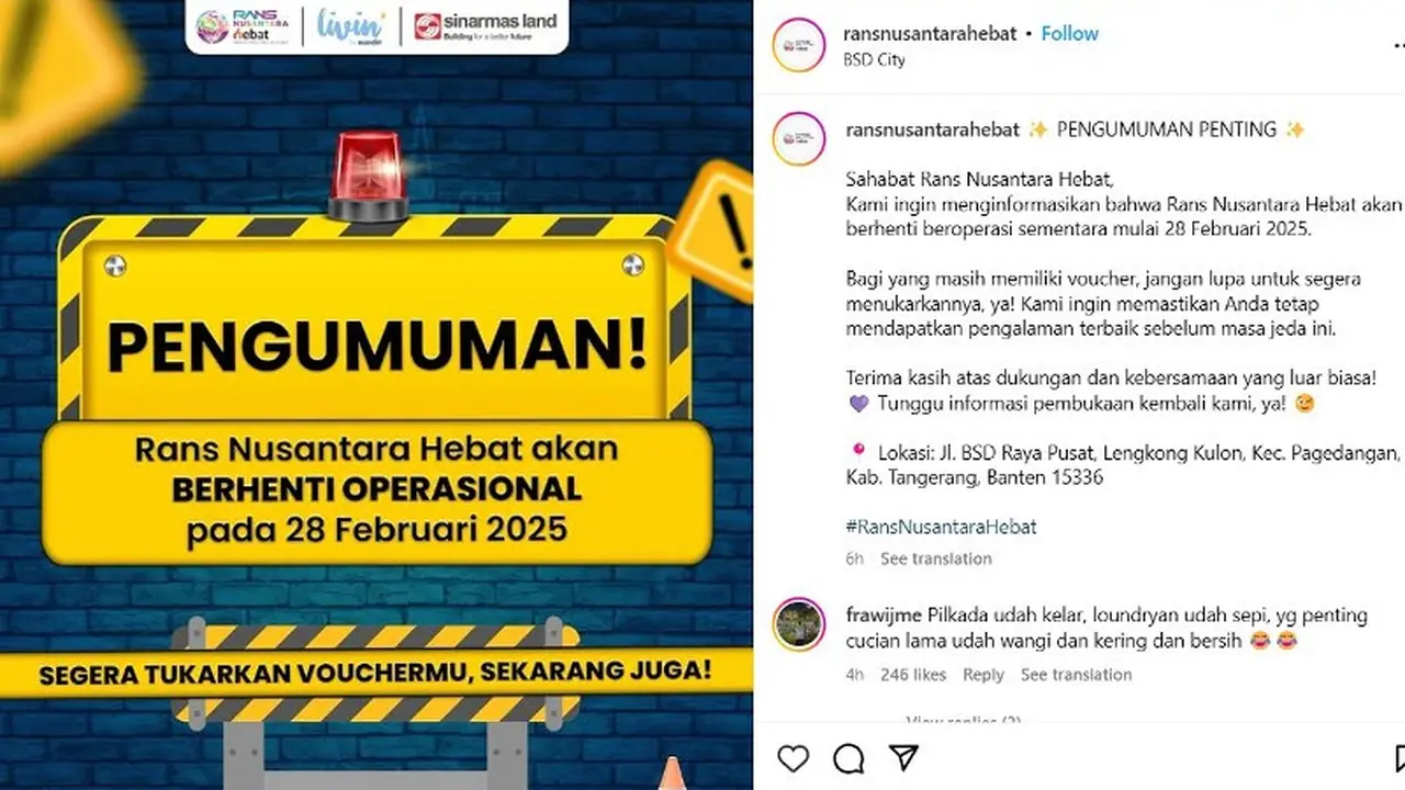 Jelang Setahun Dibuka, RANS Nusantara Hebat Umumkan Ditutup Sementara per 28 Februari 2025