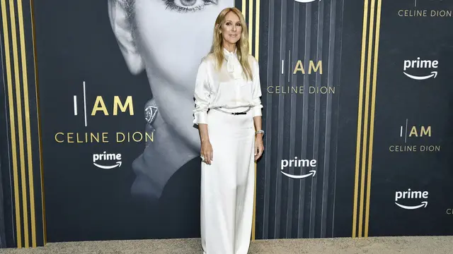 Celine Dion dalam premiere film dokumenter I Am: Celine Dion. (Evan Agostini/Invision/AP)