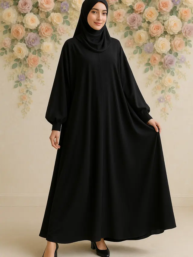 Model Gamis Hitam Syar’i Kekinian